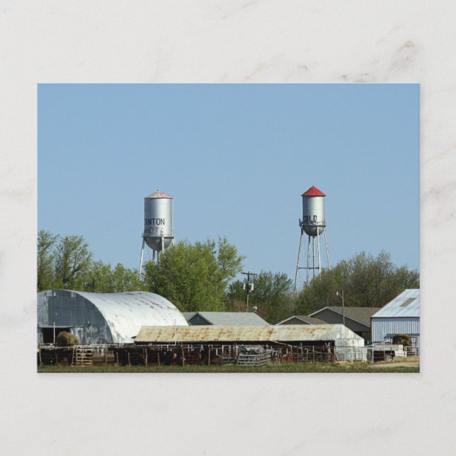 Canton, Kansas, Hot and Cold Water Towers Postcard (Front)