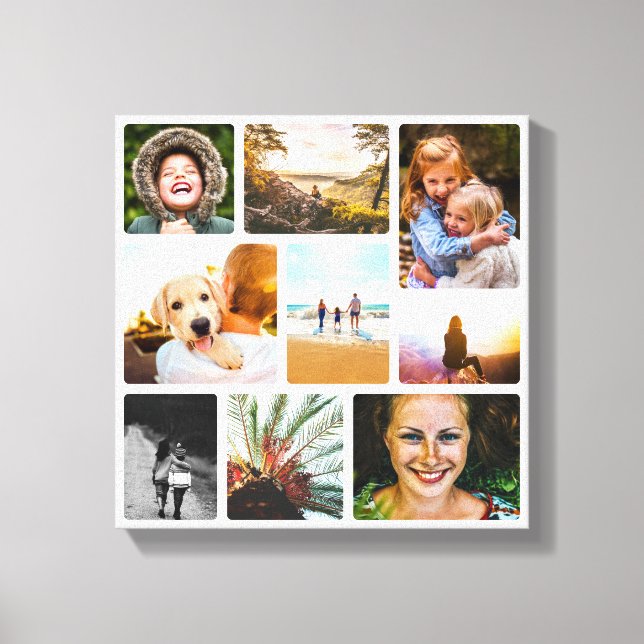 Canvas 9 Photo Template Rounded White Wall Piece (Front)
