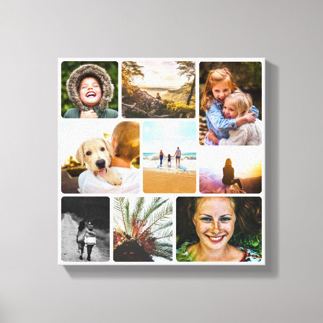 Canvas 9 Photo Template Rounded White Wall Piece Print (Front)