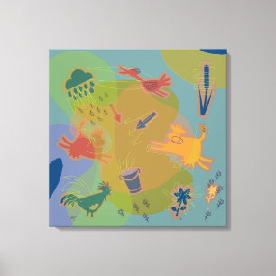 canvas animals cow chicken print