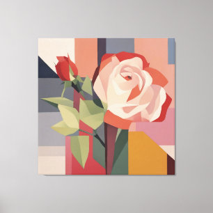 Canvas Art, Geometrical Rose Print