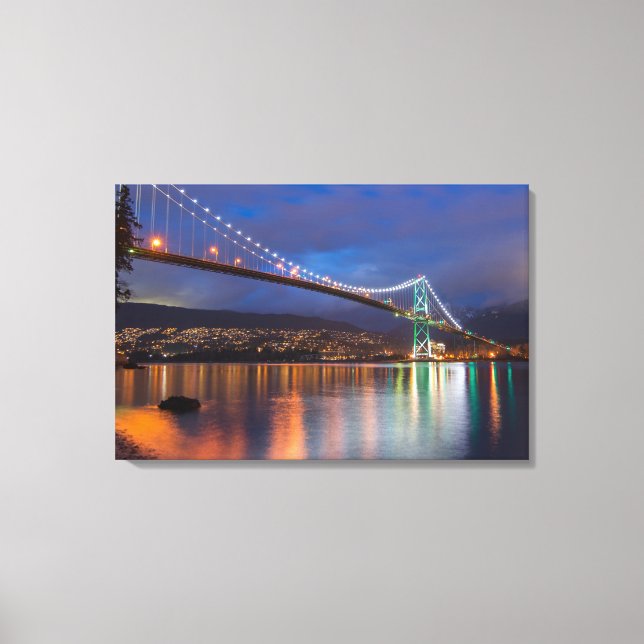 Canvas Art-Lit Bridge over the Bay (Front)
