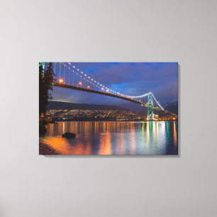 Canvas Art-Lit Bridge over the Bay Print