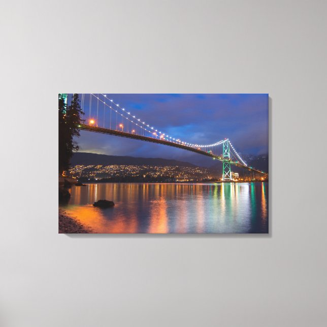 Canvas Art-Lit Bridge over the Bay Print (Front)