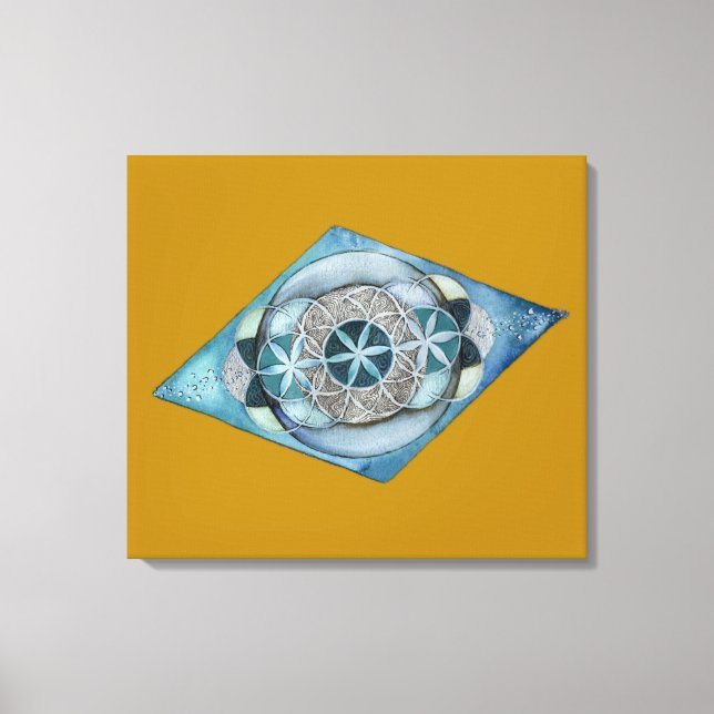 Canvas Atlantic Blue with Sacred Geometry Design  (Front)