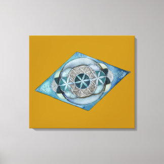 Canvas Atlantic Blue with Sacred Geometry Design  Print