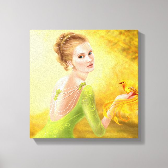 Canvas Beautiful romantic woman and fantasy gold b Print (Front)
