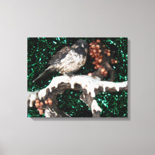 Canvas Bird Wiinter Scene Print