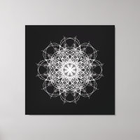 Canvas, Black White Kaleidoscope Mandala Art