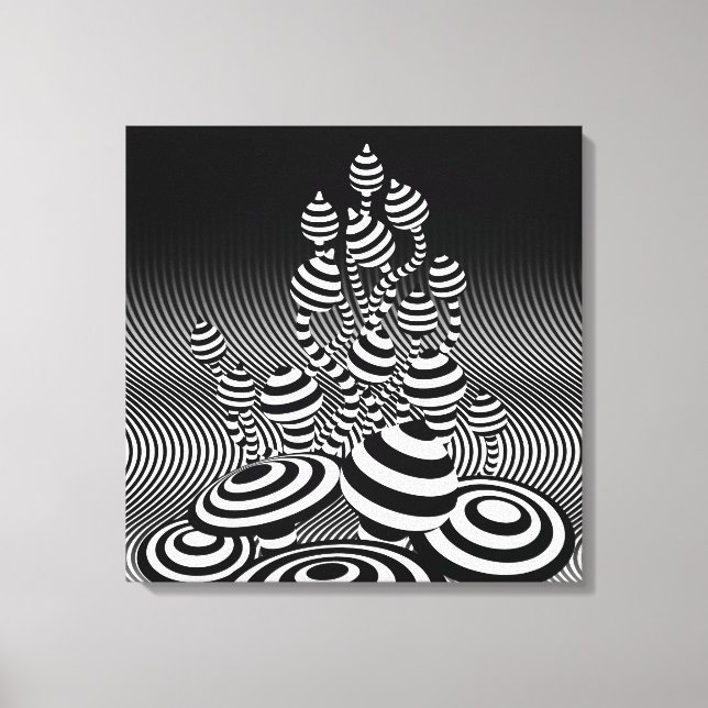 Canvas Black & White Magic Mushrooms 1m sq. Print (Front)