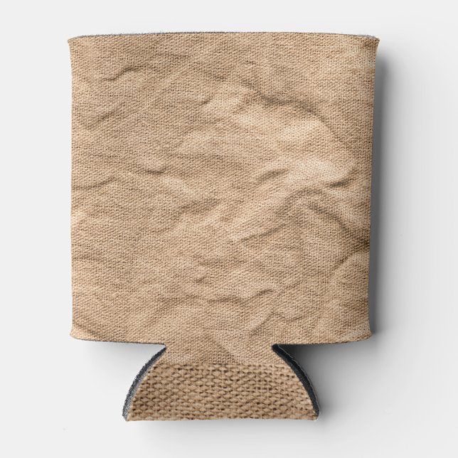 Canvas Brown Creases: Vintage Background. Can Cooler (Front)