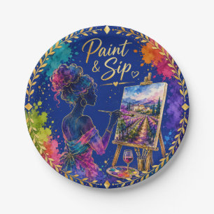 Canvas & Cabernet Paint and Sip Party Colourful Paper Plate