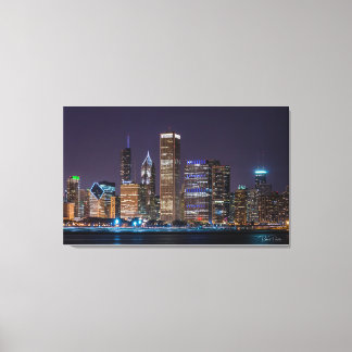 Canvas - Chicago Skyline Illinois with Night Sky Print