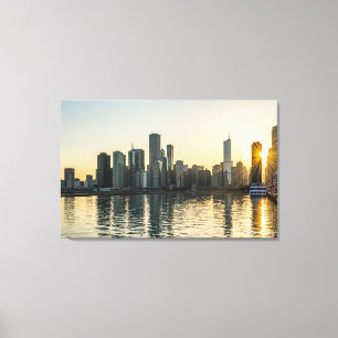 Canvas - Chicago Skyline in Illinois at Sunset Print