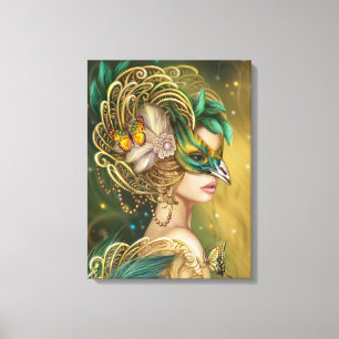 Canvas Fantasy Woman bird portrait