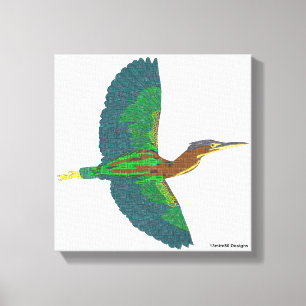 Canvas - Green Heron (white) Print
