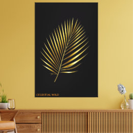 Canvas Majestic Golden Palm Frond Tropical Art Print