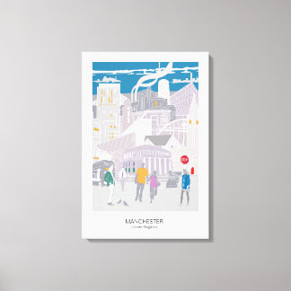 Canvas Manchester Skyline Illustration Print