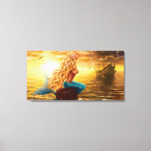 Canvas Mermaid sunset Print