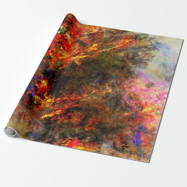 Canvas paint stroke fractal math wrapping paper (Unrolled)