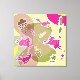 canvas pink cows print