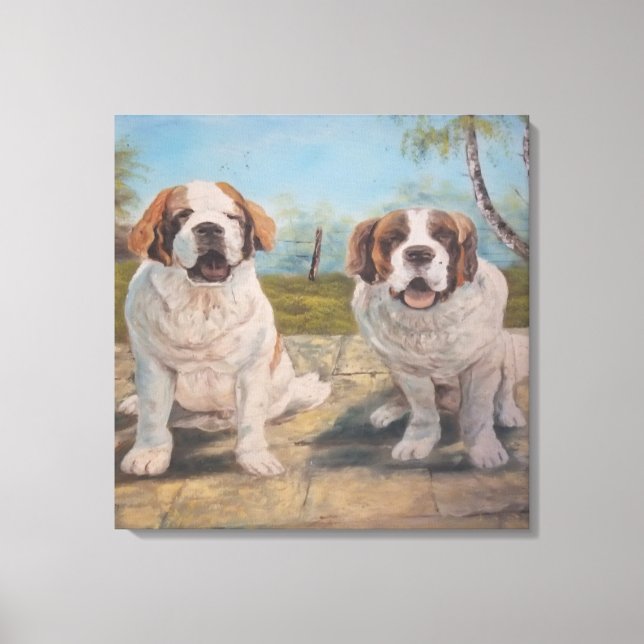 Canvas Print Ann Hayes Painting Two St Bernards (Front)