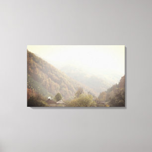 Canvas Print Autumn Day Village Mountain Photo