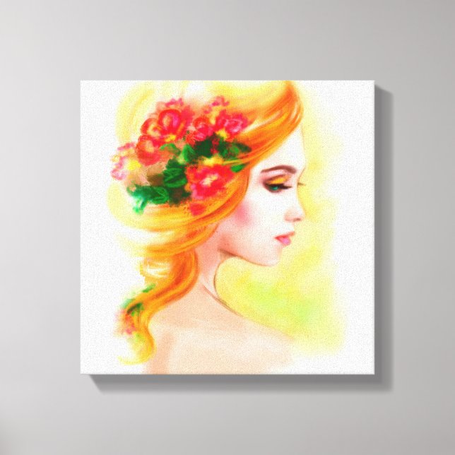 Canvas print beautiful Woman portrait (Front)
