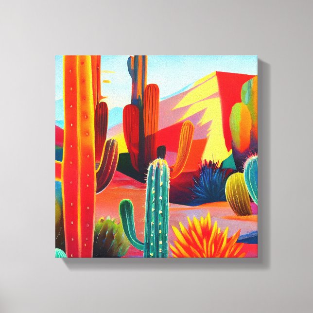 Canvas Print: desert cactus in warm colours (Front)