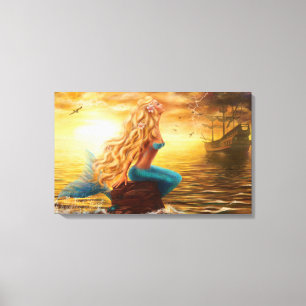 Canvas Print Fantasy mermaid at sunset