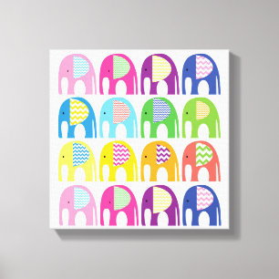 Canvas Print - Multi Coloured Elephants