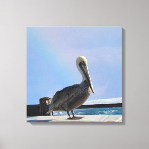Canvas Print - Pelican on Pier