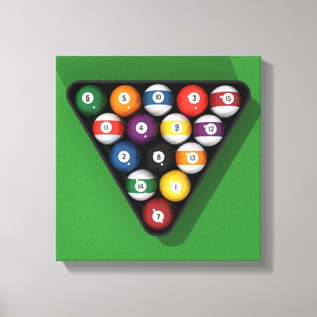 Canvas Print: Racked Pool Balls / Billiards Print (Front)