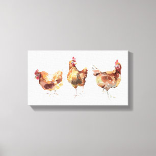 Canvas Print - Three Farmhouse Chickens