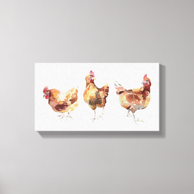 Canvas Print - Three Farmhouse Chickens (Front)