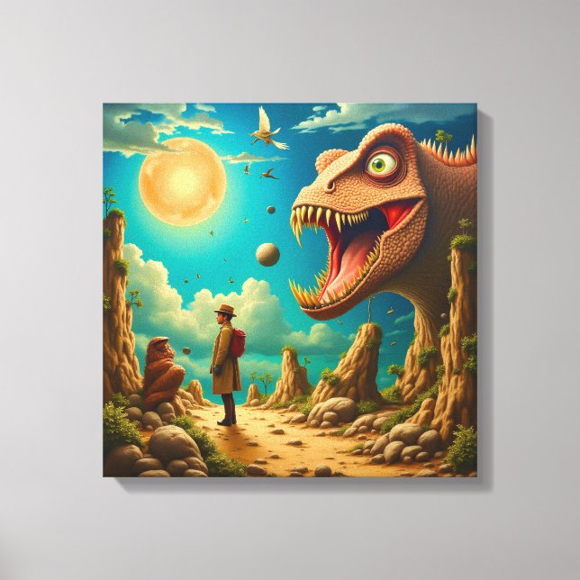 Canvas Print (Time Traveller and Dinosaur) (Front)