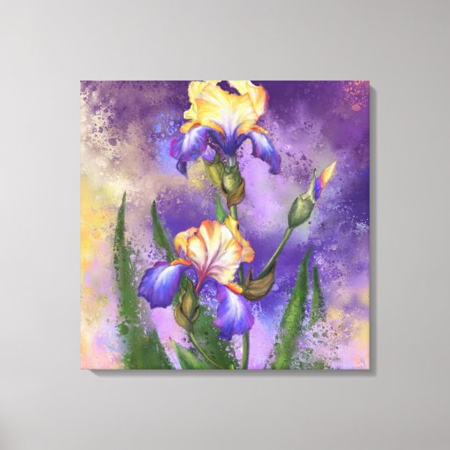 Canvas Print with Irises Flowers (Front)