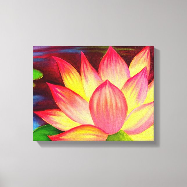 Canvas Prints Lotus Flower Painting Art (Front)