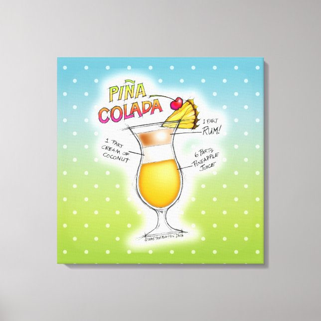 CANVAS PRINTS - PINA COLADA RECIPE COCKTAIL ART (Front)