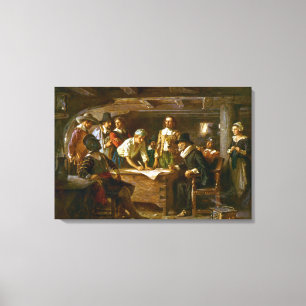 Canvas The Mayflower Compact 1620 Jean Leon Ferris Print