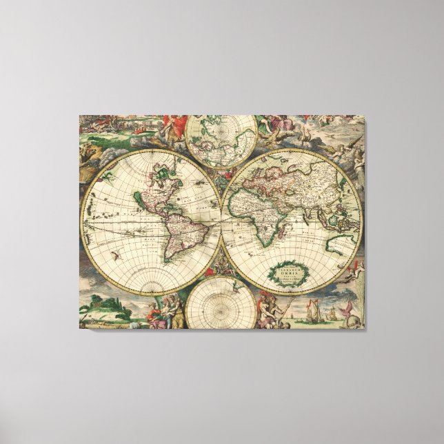 Canvas Vintage World Map 1689 Print (Front)