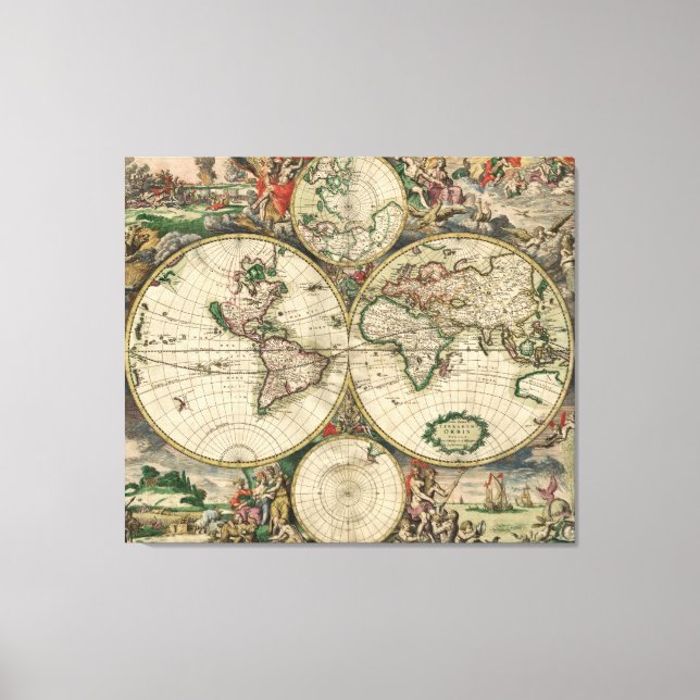 Canvas Vintage World Map 1689 Print (Front)