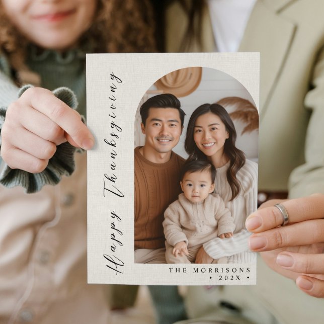 Canvas White Custom Photo Happy Thanksgiving Holiday Card (Creator Uploaded)