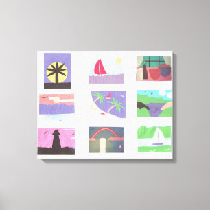 Canvas with Colourful Scenes Print