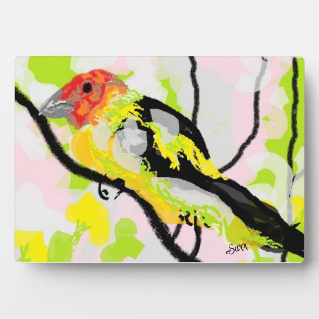 Canvas With Easel  : Tanagers  Bird Of Oregon Plaque (Front)