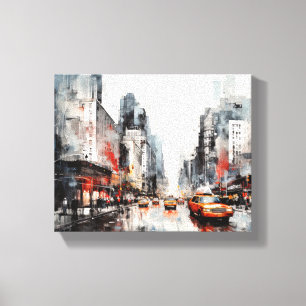 Canvas with New York City, painted landscape. Print