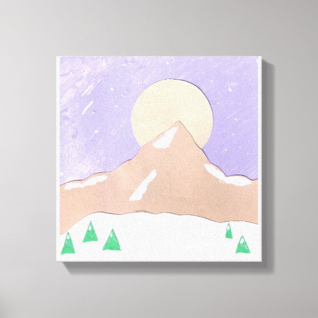Canvas with Snowy Mountain Scene Print (Front)