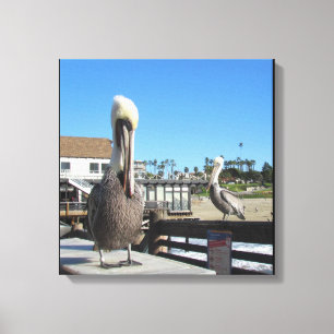 Canvas Wrap - Pelicans on Pier Print