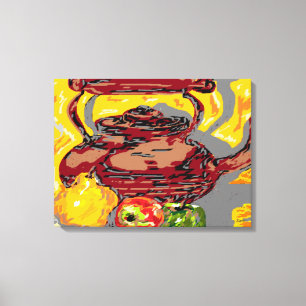 Canvas Wrap Still Life : Tea Kettle with Fruit Print