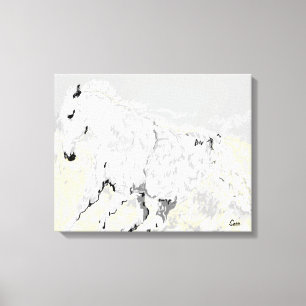 Canvas Wrap White Stallion in Motion Print